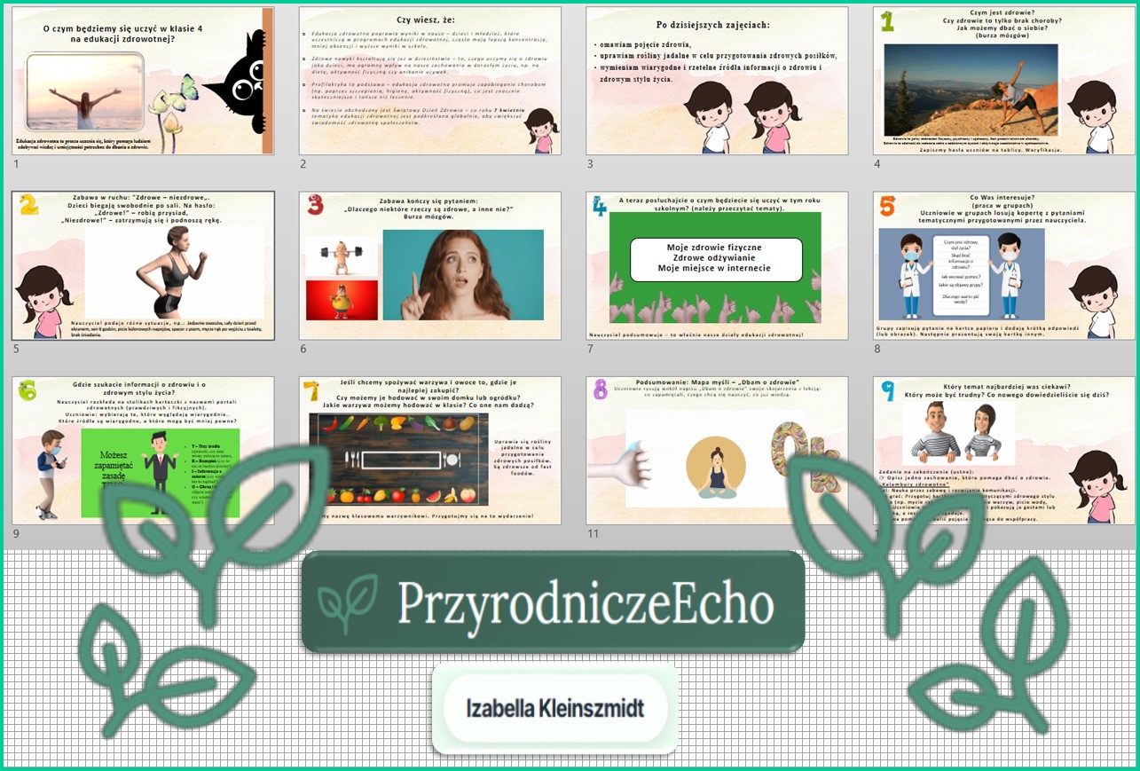Prezentacja multimedialna w PowerPoint „O czym będziemy mówić na zajęciach z edukacji zdrowotnej w klasie 4?”. Edukacja zdrowotna. Klasa 4. Dział „Moje zdrowie”.