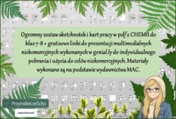 Ogromny zestaw sketchnotek i kart pracy w pdf z CHEMII do klas 7-8 + gratisowe linki do prezentacji multimedialnych niekomercyjnych wykonanych w genial.ly do indywidualnego pobrania i użycia do celów niekomercyjnych. Materiały wykonane są na podstawie wydawnictwa MAC.