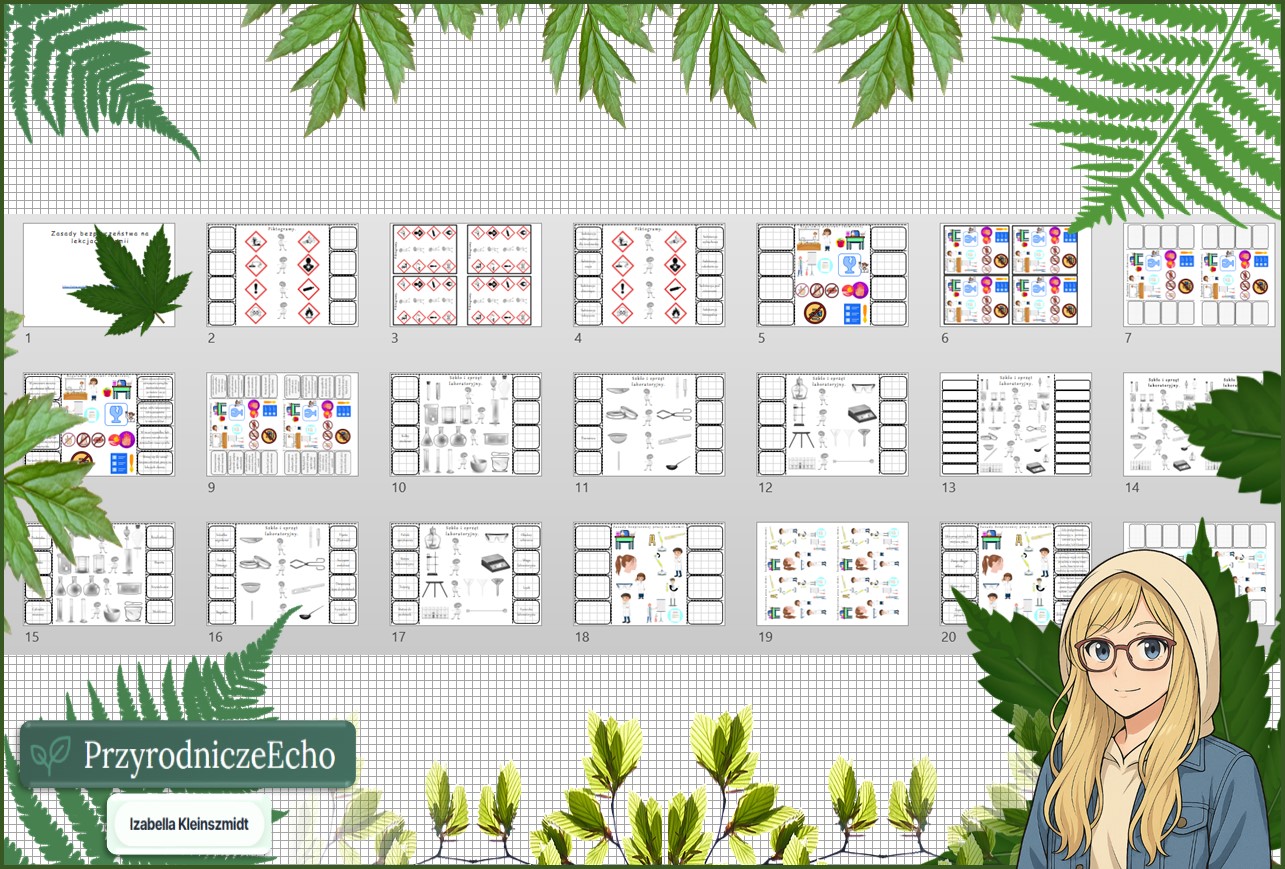 Pomysł na lekcję/pomysł na projekt/materiał do przeprowadzenia lekcji do tematu „Zasady bezpiecznej pracy na lekcjach chemii” w pdf. W gratisie niekomercyjny scenariusz lekcji/pomysł na lekcję w programie genial.ly do edycji. Na podstawie wydawnictwa MAC. Chemia 7. Dział „Substancje".