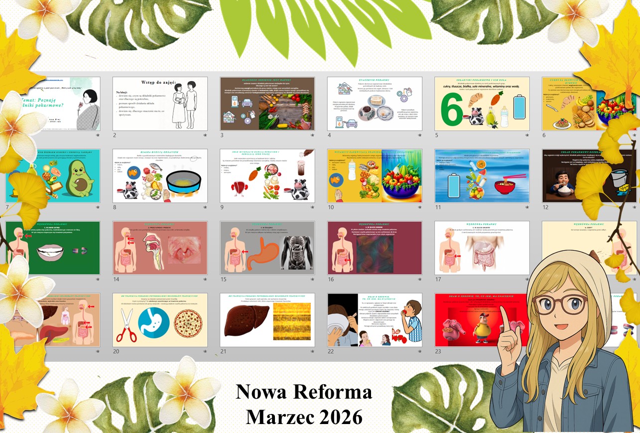 Prezentacja multimedialna w genial.ly do edycji „Poznaję składniki pokarmowe?” wykonana na podstawie podręcznika „Przyroda” Nowa Era. Przyroda 4. Dział „Jak działa moje ciało?”.