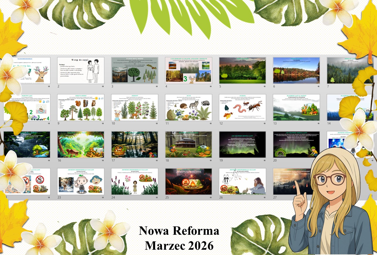 Prezentacja multimedialna w PowerPoint do edycji „Poznaję las” wykonana na podstawie podręcznika „Przyroda. Odkrywam przyrodę". Nowa Era. Przyroda 4. Dział „Życie na lądzie".