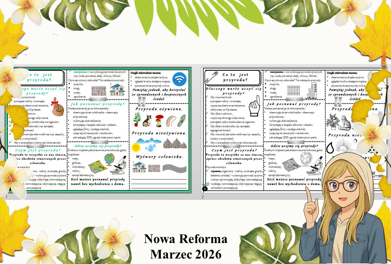 Sketchnotka/notatka - dla ucznia i przypomnienie dla nauczyciela w pdf. Temat "Co to jest przyroda?". Przyroda 4 "Odkrywam przyrodę" zgodna z wydawnictwem Nowa Era. Dział "Spotkanie z przyrodą".