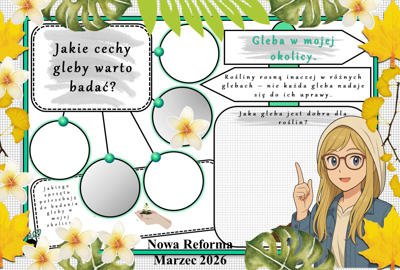 Karta pracy z przyrody do klasy 4 "Gleba w mojej okolicy". Przygotowana na podstawie podręcznika „Odkrywam przyrodę” wydawnictwa Nowa Era. Dział "Moja okolica".