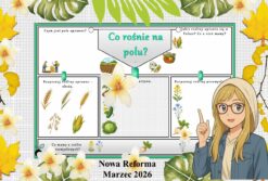 Karta pracy z przyrody do klasy 4 "Co rośnie na polu?". Przygotowana na podstawie podręcznika „Odkrywam przyrodę” wydawnictwa Nowa Era. Dział "Życie na lądzie".
