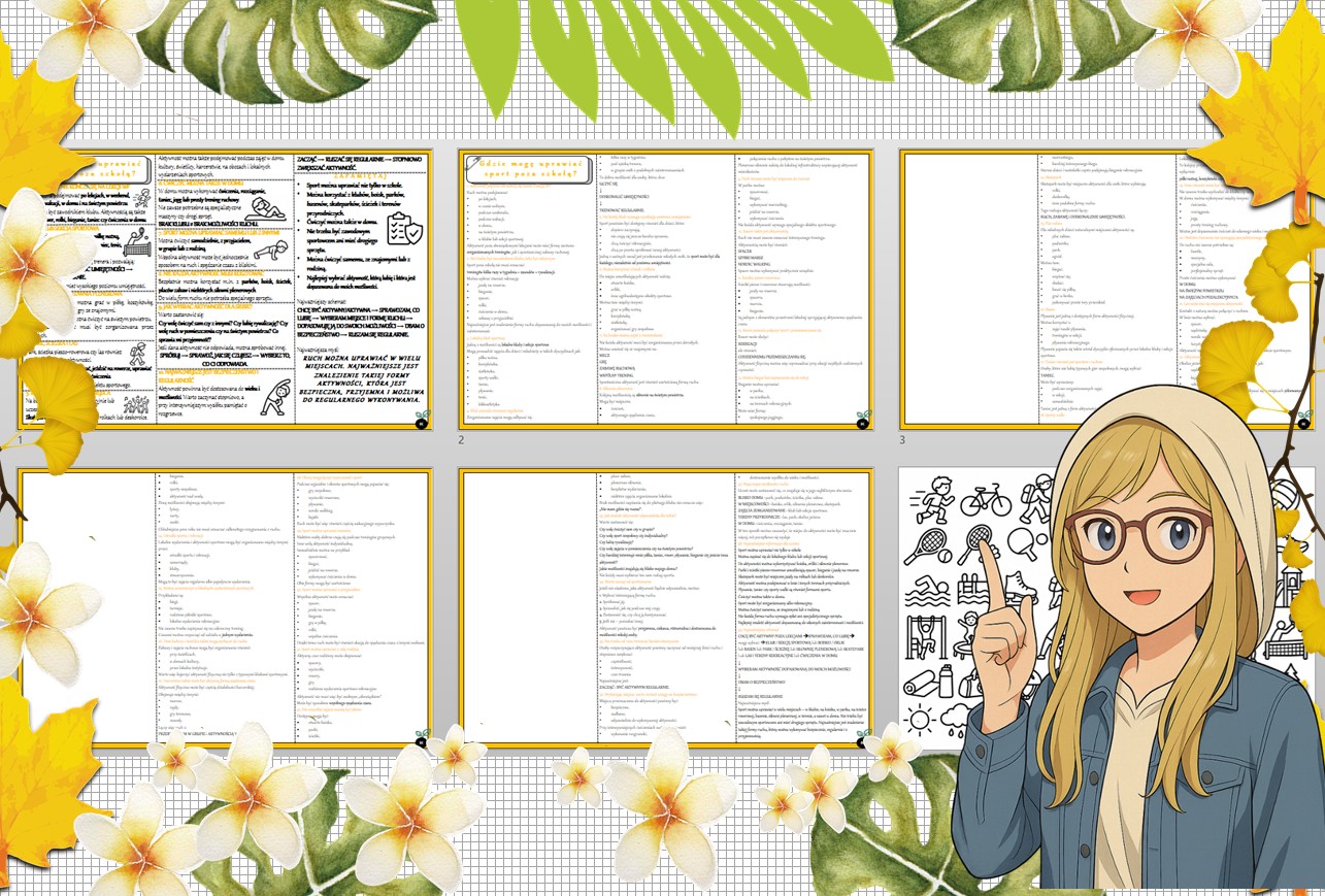 Sketchnotka/notatka - dla ucznia i przypomnienie dla nauczyciela w pdf. Temat "Gdzie mogę uprawiać sport poza szkołą?". Edukacja zdrowotna. Klasa 5.