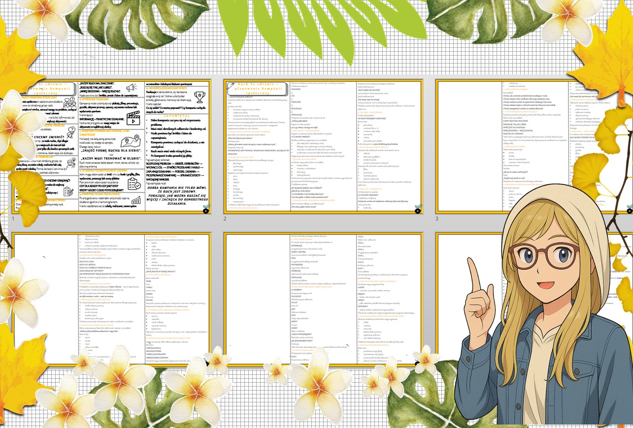 Sketchnotka/notatka - dla ucznia i przypomnienie dla nauczyciela w pdf. Temat "Ruch to zdrowie - planowanie kampanii społecznej". Edukacja zdrowotna. Klasa 5.