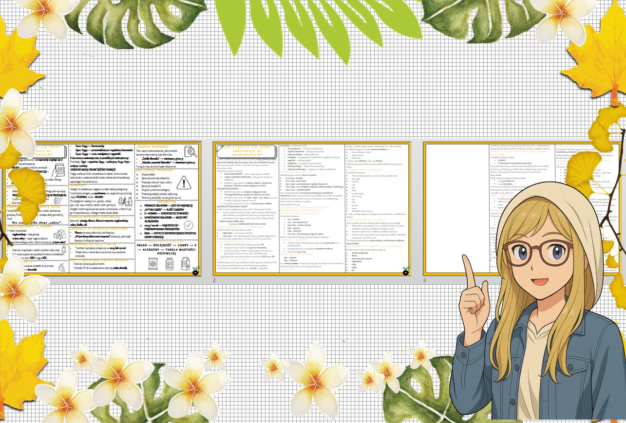 Sketchnotka/notatka dla ucznia i osobna notatka jako przypomnienie dla nauczyciela w pdf. Temat "Jak oznacza się różne substancje na opakowaniach?". Edukacja zdrowotna. Klasa 4.