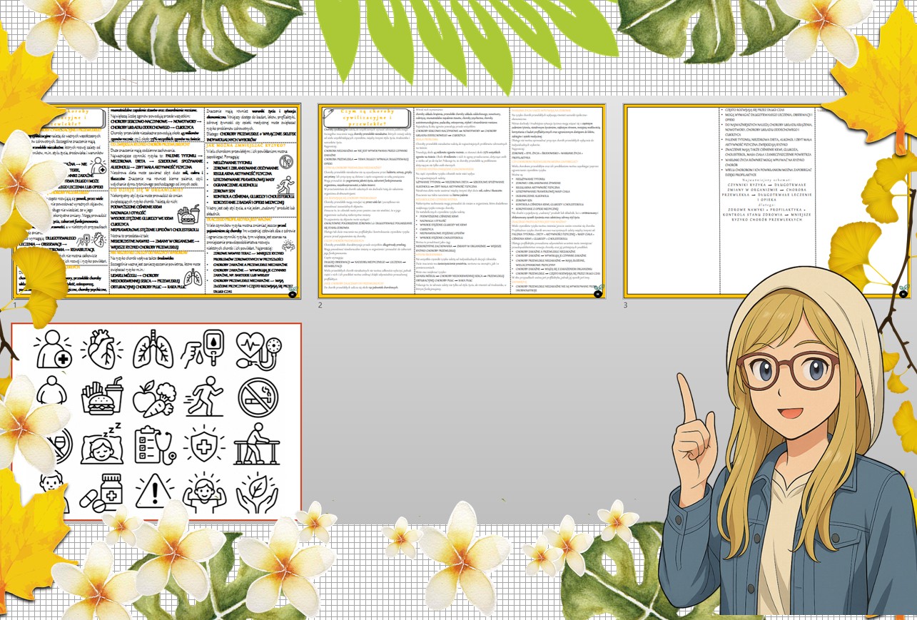 Sketchnotka/notatka - dla ucznia i przypomnienie dla nauczyciela w pdf. Temat "Czym są choroby cywilizacyjne i przewlekłe?". Edukacja zdrowotna. Klasa 7.