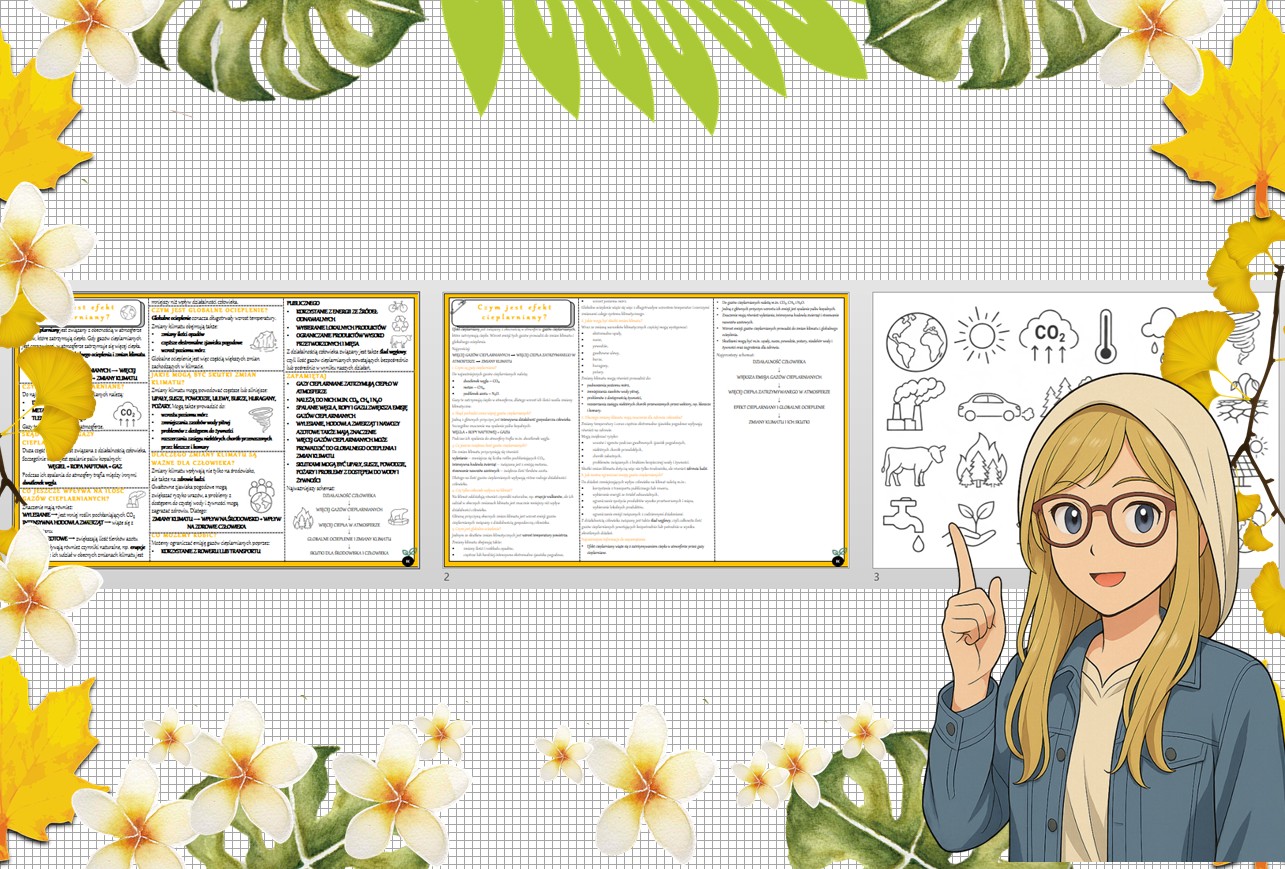 Sketchnotka/notatka - dla ucznia i przypomnienie dla nauczyciela w pdf. Temat "Czym jest efekt cieplarniany?". Edukacja zdrowotna. Klasa 5.