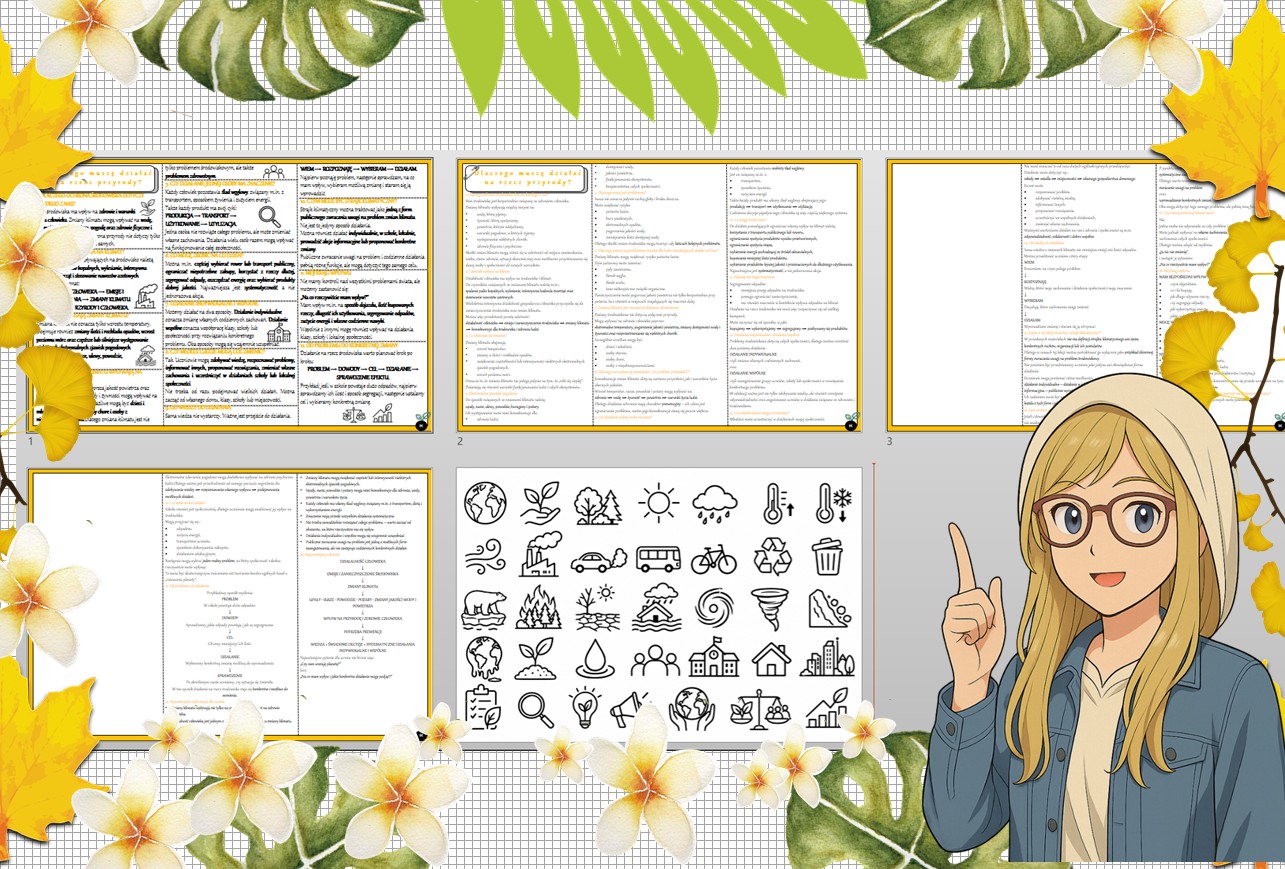Sketchnotka/notatka - dla ucznia i przypomnienie dla nauczyciela w pdf. Temat "Dlaczego musze działać na rzecz przyrody – strajk klimatyczny". Edukacja zdrowotna. Klasa 8.